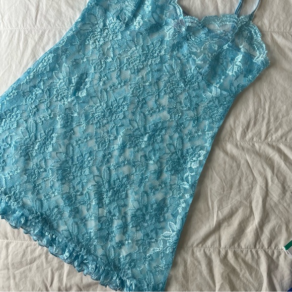 [SOLD] VINTAGE la Vie en Rose floral blue lace slip - Picture 5 of 10